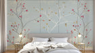 Design FC121 — Papier peint Branches baies rouges fond bleu pale — Novomur