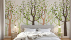 Design FC146 — Papier peint Foret stylisee arbres feuillage rond — Novomur