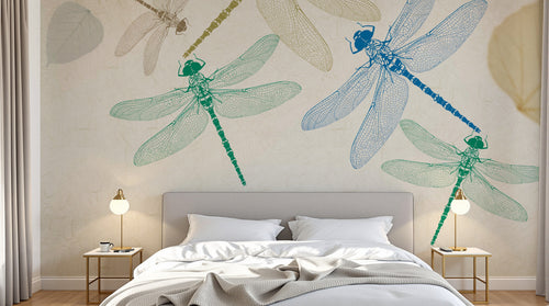 Design FC213 — Papier peint Libellules style gravure entomologique — Novomur