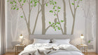 Design FC226 — Papier peint Foret scandinave cerfs et oiseau silhouette — Novomur