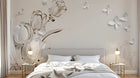 Design FC239 — Papier peint Tulipes blanches papillons fond beige — Novomur