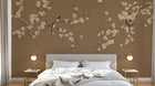 Design FC280 — Papier peint Prunier oiseaux fond taupe chinoiserie — Novomur