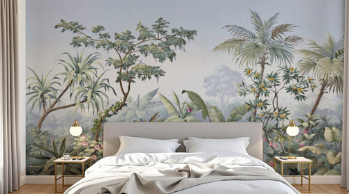 Design L0652 — Papier peint Paysage tropical jungle aquarelle douce — Novomur