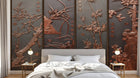 Design L0684 — Papier peint Quatre nobles plantes relief cuivre — Novomur