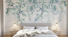 Design L0892 — Papier peint Branches feuilles vert eau cascade pastel — Novomur