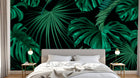 Design L0944 — Papier peint Monstera vert emeraude fond noir — Novomur