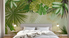 Design L1010 — Papier peint Encadrement feuillage tropical fond beige — Novomur