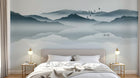Design L1013 — Papier peint Paysage encre bleue montagnes reflet lac — Novomur