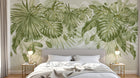 Design L1127 — Papier peint Feuillage tropical sauge fond beige texture — Novomur