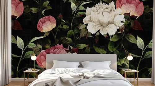 Design SD0015 — Papier peint Floral Pivoines et Roses - Collection 1 — Novomur