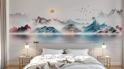Design SD0787 — Papier peint Paysage Montagne Réaliste — Novomur