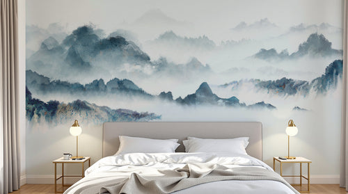 Design SD0807 — Papier peint Asie Encre Bleue — Novomur