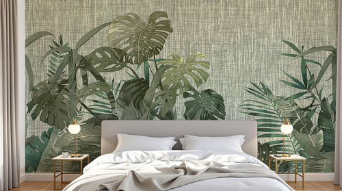 Design SK0055 — Papier peint Palmier Tropical Vert - Collection 2 — Novomur