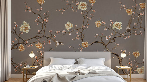 Design SK0545 — Papier peint Floral Pivoines et Roses - Collection 1 — Novomur