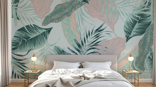 Design SK0817 — Papier peint Palmier Tropical Vert - Collection 2 — Novomur