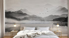 Design SL0027 — Papier peint Paysage lac brumeux noir blanc montagnes — Novomur