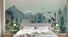 Design SL0111 — Papier peint Paysage hivernal renard chateau sapins — Novomur