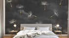 Design SL0115 — Papier peint Pissenlits aigrettes fond gris fonce — Novomur