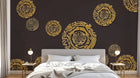 Design SL0142 — Papier peint Medaillons dores dragons fond marron — Novomur