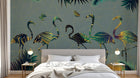 Design SL0143 — Papier peint Flamants silhouettes colorees fond gris — Novomur