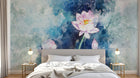 Design SL0187 — Papier peint Lotus aquarelle splash bleu vert — Novomur