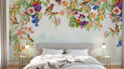 Design SL0226 — Papier peint Cascade fleurs colorees colibris exotiques — Novomur
