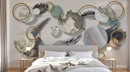 Design SL0232 — Papier peint Art Déco Éventails et Or - Collection 2 — Novomur