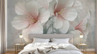 Design SL0298 — Papier peint Amaryllis blanc rose 3D relief gris — Novomur