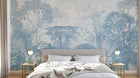 Design SL0339 — Papier peint Foret gravure bleu vintage botanique — Novomur
