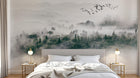 Design SL0356 — Papier peint Foret brumeuse vue aerienne oiseaux — Novomur