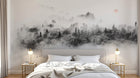 Design SL0388 — Papier peint Foret brumeuse aerienne soleil rose — Novomur