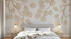 Design SL0441 — Papier peint Branches dorees feuilles rondes beige — Novomur