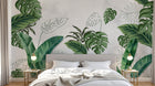 Design SL0442 — Papier peint Monstera palmes vert vif fond beton — Novomur