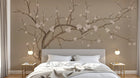 Design SL0493 — Papier peint Cerisier blanc fond beige dore chinoiserie — Novomur