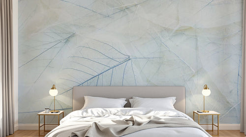 Design SL0502 — Papier peint Feuilles squelettes transparentes pastel — Novomur