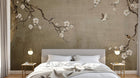 Design SL0504 — Papier peint Cerisier blanc oiseaux paysage chinois beige — Novomur