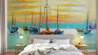 Design SL0622 — Papier peint Voiliers mer coucher soleil peinture — Novomur
