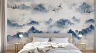 Design SL0635 — Papier peint Nuages montagnes grues paysage chinois — Novomur