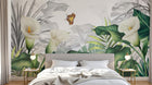 Design SL0662 — Papier peint Calla blanches feuillage tropical papillons — Novomur
