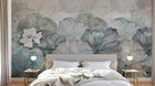 Design SL0837 — Papier peint Lotus aquarelle bleu pastel beige — Novomur