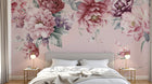 Design SL0838 — Papier peint Pivoines pourpres roses fond rose — Novomur