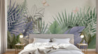 Design SL0841 — Papier peint Palmes fougeres lavande beige papillons — Novomur
