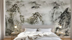 Design ZX0088 — Papier peint Paysage encre karstique barque montagnes — Novomur