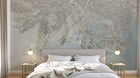 Design ZX0486 — Papier peint Fougeres argentees fond bleu pastel — Novomur