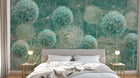 Design ZX0498 — Papier peint Pissenlits turquoise grunge texture — Novomur