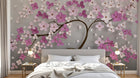 Design ZX0510 — Papier peint Fleurs roses violettes 3D arbre luxe — Novomur