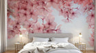 Design ZX0547 — Papier peint Cerisier rose dense fond bleu chinoiserie — Novomur