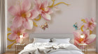 Design ZX0555 — Papier peint Magnolias roses ornements dores luxe — Novomur