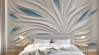 Design ZX0589 — Papier peint Fleur blanche relief 3D fond lin — Novomur