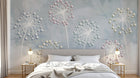 Design ZX0657 — Papier peint Pissenlits boules pastel fond bleu — Novomur